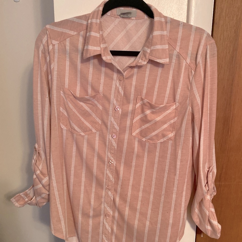 Pink & White Stripe Linen Shirt
